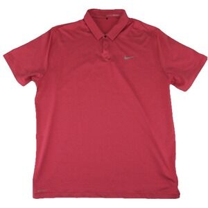 Nike Tiger Woods Collection Golf Polo Shirt Mens XXL Red Striped Dri Fit